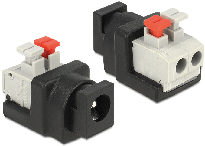Delock Adapter AV TERMINAL BLOCK 2PIN PUSH BUTTON >DC 5.5 X 2.1MM F 65524