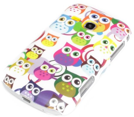 Samsung deinPhone Galaxy Mini 2 S6500 HARDCASE Hülle Case Kleine Bunte Eulen Ringe