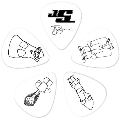Planet Waves 1 CWH4  10JS kostki Joe satriani Signature celluloid Pick Collection motyw Black on white z 10 chorągiewek Medium 1CWH4-10JS