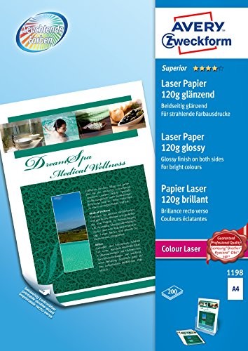 Avery Zweckform 1198 Superior Colour papier do drukarek laserowych (A4, obustronnie powlekany, z połyskiem, 120 g/m) 200 arkuszy 1198