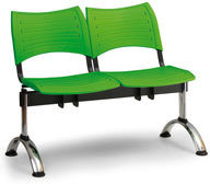 B2B Partner Plastikowe ławki VISIO, 2 siedzenia, chromowane nogi 150479