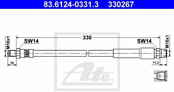 ATE PRZEWÓD HAM 83.6124-0331.3 BMW E30 325I X 88-93   83.6124-0331.3