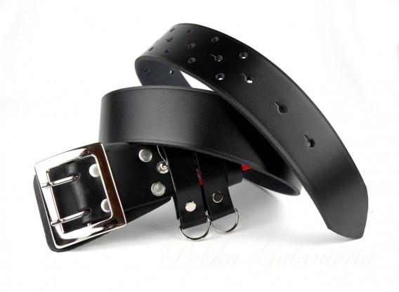 Complex PL) Pasek Męski Skórzany Oficer Skóra Licowa Czarny Czarny,Ciemny brąz