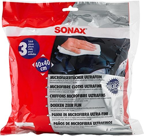 Sonax 450700 ściereczki z mikrowłókna, bardzo delikatne, 3 sztuki