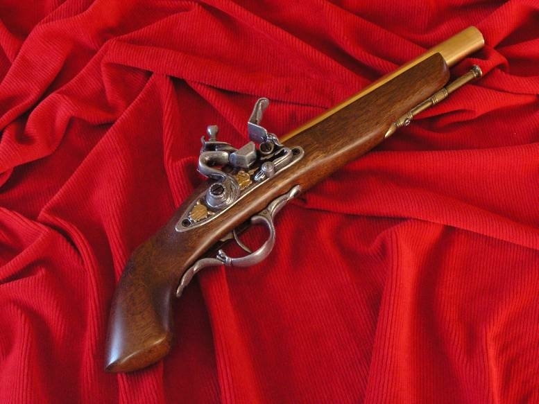 WŁOCHY DŁUGI HISTORYCZNY ANGIELSKI PISTOLET SKAŁKOWY