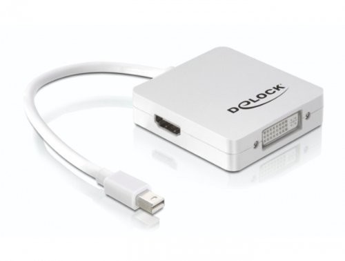 DeLock DeLOCK Adapter mini Displayport 1.1 Male > gniazdo DisplayPort/HDMI/DVI Bierny Biały 61768