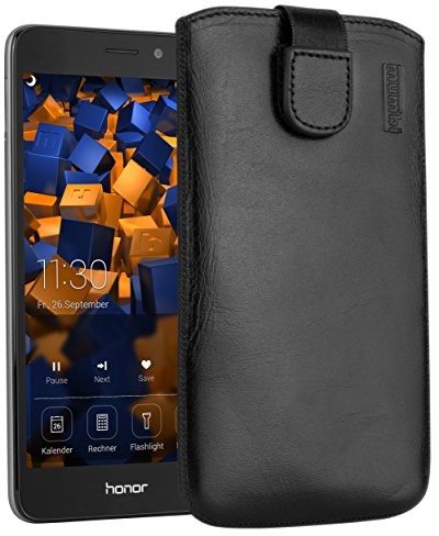 Mumbi prawdziwe etui skórzane do Huawei Y3 II (klapka z funkcją wyciągania pomoc do wyciągania), czarny