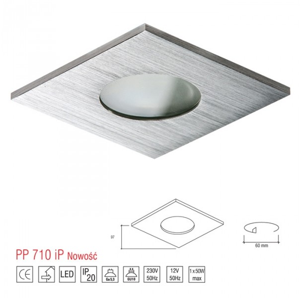 Light&More LM 710/1 IP OPRAWA HALOGENOWA LED WPUSZCZANA OCZKO ALUMINIUM DRAPANE MR16 GU10 GU5,3 HERMETYCZNA IP44