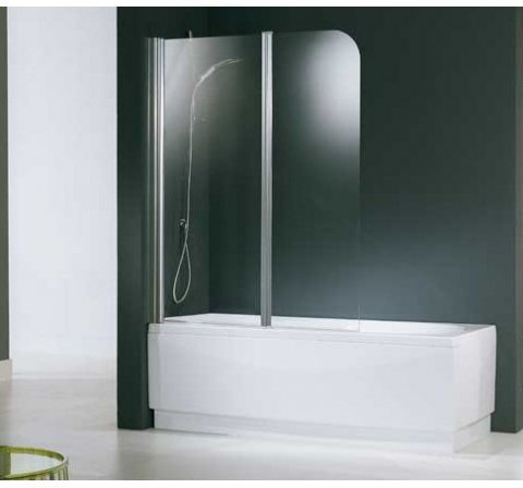 Novellini Aurora Parawan nawannowy 2 częściowy 120/150 cm Szkło Aqua biały AUROR