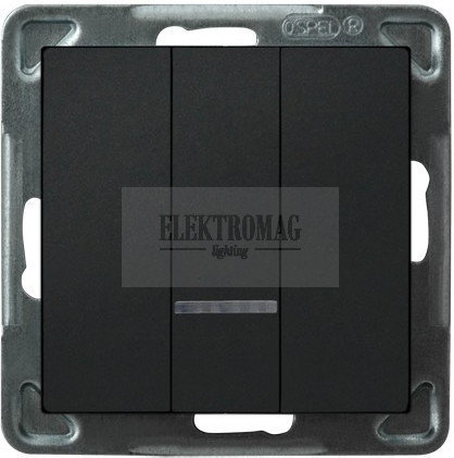 Ospel SONATA CZARNY WYŁĄCZNIK POTRÓJNY Z PODŚWIETLENIEM ŁP-13RS/M/33