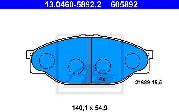 ATE KLOCKI HAM 13.0460-5892.2 TOYOTA CELICA 2.0I TURBO 4WD 94-99, SUPRA 3.0I BI-TURBO 93-98 13.0460-5892.2