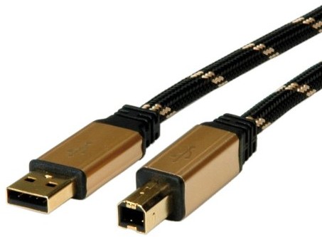 Rotronic ROLINE Złoto kabel USB 2.0 Typ A-B wtyczka/wtyczka, czarny, złoty 1,8 m