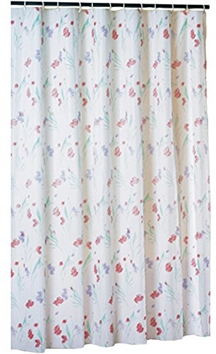 MSV 140034 do zasłony prysznicowej, PCW, wzór kwiatowy, 200 x 18 x 1 cm, biały/wielobarwny (743/140034)