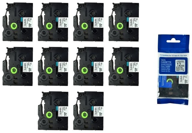 Brother Aimotech Taśma 10-pak zamiennik do 12mm/8m biała czarny nadruk 10xTZE231 10xAZE231
