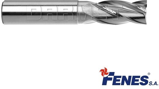 FENES Frez 4-ostrzowy trzpieniowy, krótki z chwytem walcowym DIN844-A K-N, HSS - 5MM