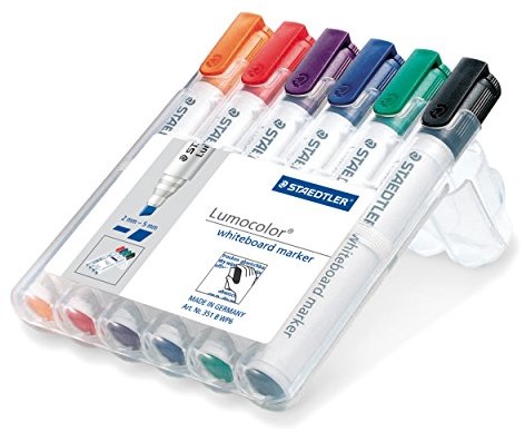 Staedtler 351 B WP6 Lumocolor Whiteboard Marker markery do tablicy, opakowanie 6 kolorów, wielokolorowa 351 B WP6