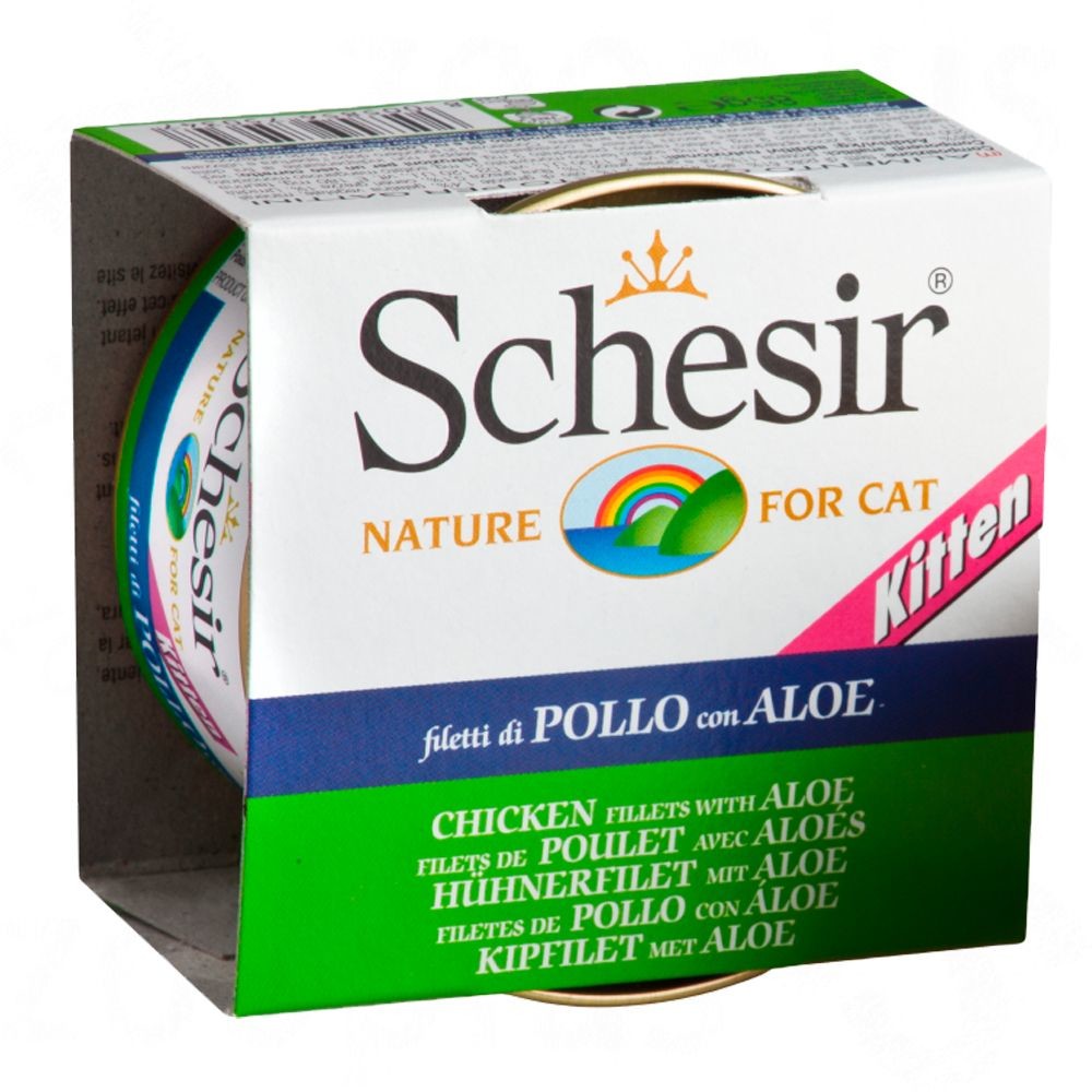 Schesir Kitten dla kociąt 6 x 85 g Kurczak z aloesem