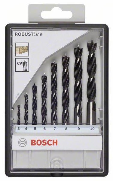 Bosch 2607010533, Średnica wiercenia: 3 mm, 4 mm, 5 mm, 6 mm, 7 mm, 8 mm, 9 mm, 10 mm, Stal chromowo-wanadowa, Uchwyt prosty, 8 szt.