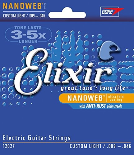 Elixir 12027 struny do gitary elektrycznej, naciąg custom light, owijka Nanoweb, 6 strun E12027