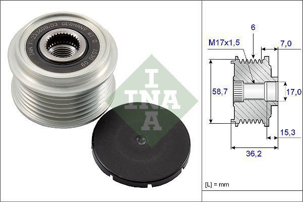 INA Alternator - sprzęgło jednokierunkowe 535 0098 10