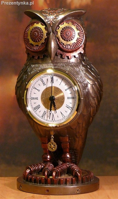 Veronese Sowa z zegarem Steampunk