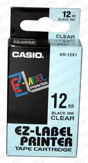 Casio oryginalny taśma do drukarek etykiet, , XR-12X1, czarny druk/przezroc