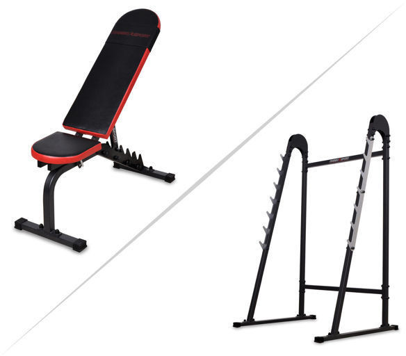 Marbo Sport Zestaw MH8 ławka treningowa dwustronna + stojaki wielopoziomowe Marbo Sport