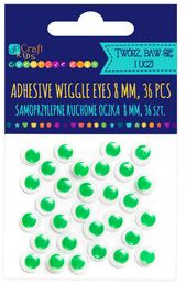 DP Craft Samoprzylepne ruchome oczka 8 mm zielone KSOC-028