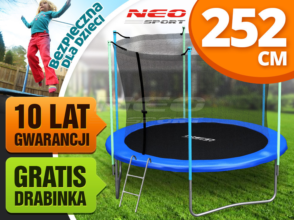 Neo-sport Trampolina ogrodowa 8ft/252cm z siatką wewnętrzną i drabinką NS-08W161
