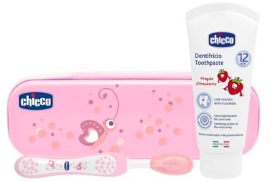 Chicco Zestaw pasta i szczotka do zębów + etui różowy GXP-562816