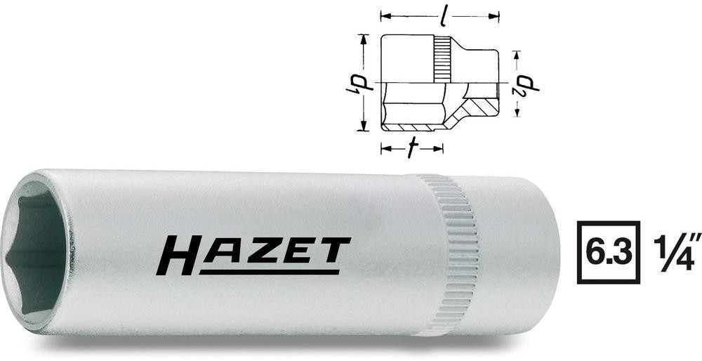 Hazet Nasadka 1/4 6 3 mm) 850LG-10 zewnętrzny sześciokąt 10 mm Długość netto 50 mm