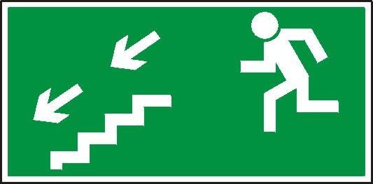 Panta Plast Znak - kierunek do wyjścia drogi ewakuacyjnej schodami w dół na lewo