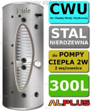 Joule CYCLONE do pompy ciepła 300L 2W 2-wężownice nierdzewka wymiennik bojler po