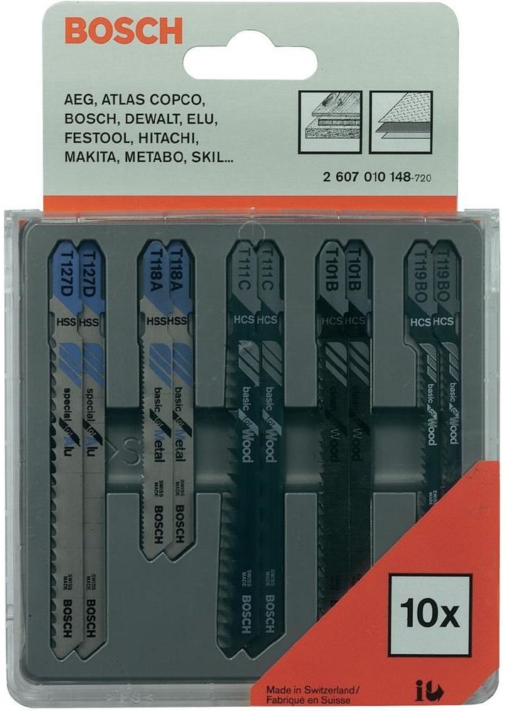Bosch Zestaw wyrzynarek do drewna i metalu 2607010148 10 części