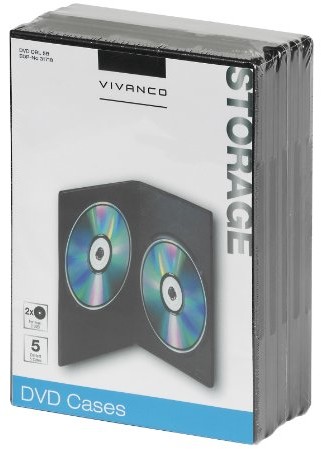 Vivanco DVD DBL 5B DVD Double Case dla dwóch płyt DVD (zestaw 5 szt.) czarna, czarny 4008928317183