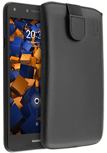 Mumbi prawdziwe etui skórzane do Huawei Y3 II (klapka z funkcją wyciągania pomoc do wyciągania), czarny