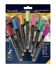 SECURIT Markery kredowe kolorowe 7 szt 1-2 mm do tablic kredowych szklanych i suchościeralnych SECURIT BL-SMA100-V7-AS