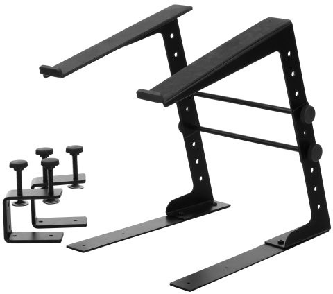Pronomic LS-110 stojak na laptop, regulowana wysokość, z zaciskami mocującymi, idealny dla DJów i muzyków, wykonany ze stali, czarny 00032122