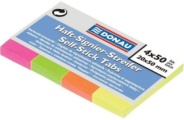 Donau Zakładki INDEKSUJĄCE 50x20 NEON 4 KOLORY