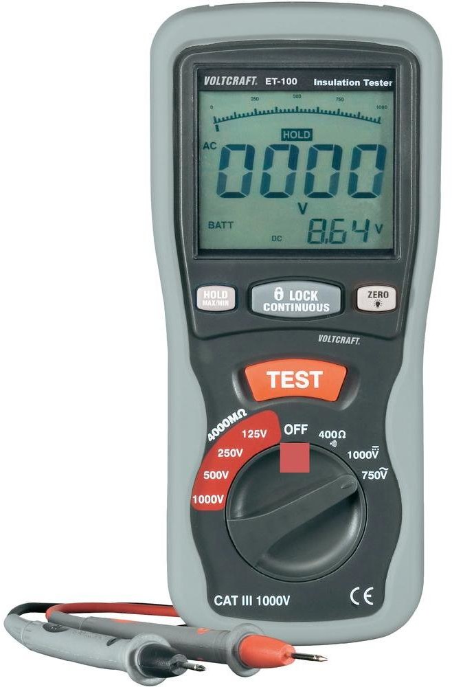 VOLTCRAFT Miernik izolacji ET-100 125/250/500/1000 V CAT III 600 V