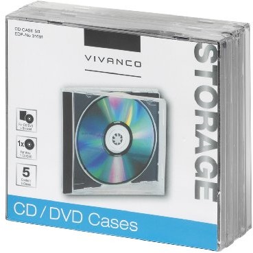 Vivanco CD/DVD Jewel Case, czarny 5 szt. w opakowaniu 4008928316919