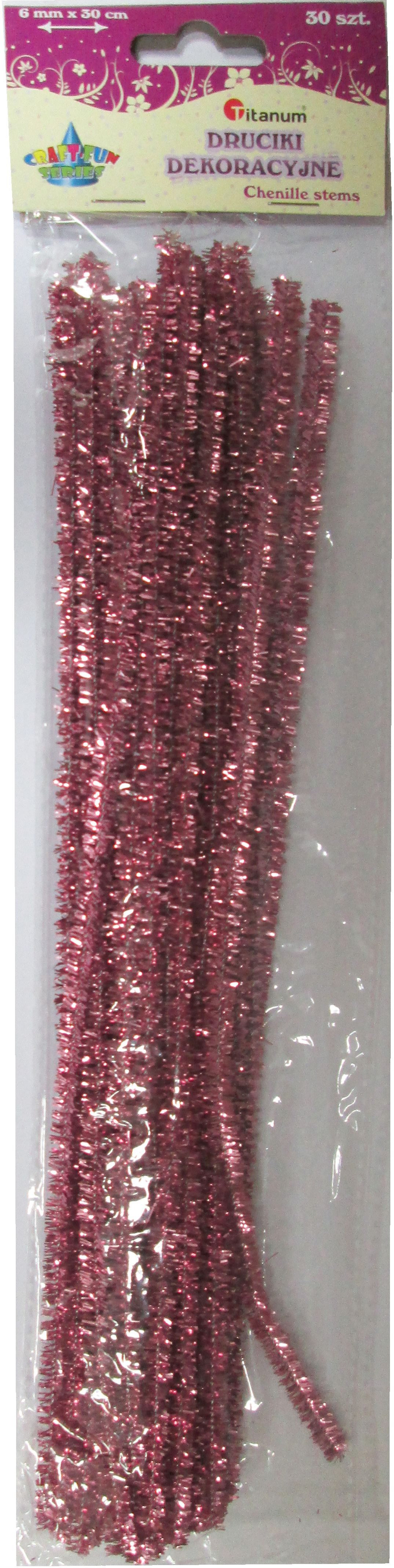Titanum Drucik brokat różowy 6 mm x 30 cm 30 sztuk 338633
