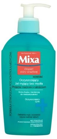 Mixa Ekspert skóry wrażliwa oczyszczający żel myjący bez mydła przeciw niedosko