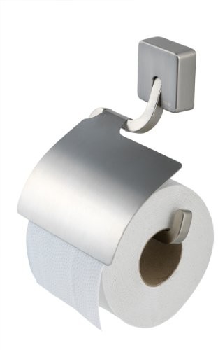 Tiger 38663 _ 09 Impuls uchwyt na papier toaletowy z pokrywką, korpus i zamac wariant w kolorze białym ze stali nierdzewnej, szczotkowanej stali nierdzewnej (38663_09)