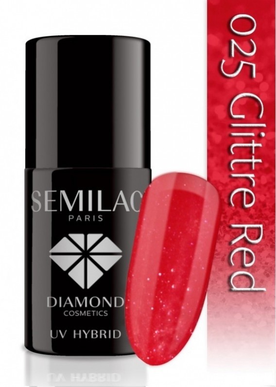 Semilac UV Hybrid lakier hybrydowy 025 Glitter Red 7ml