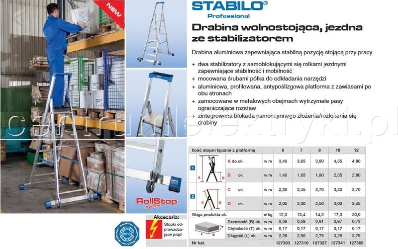 Krause Sp. z o. o. STABILO DRABINA WOLNOSTOJĄCA ZE STABILIZATOREM 6 STOPN (127303)