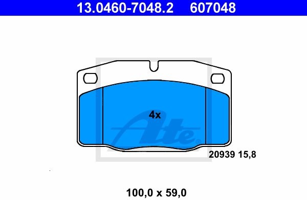 ATE KLOCKI HAM 13.0460-7048.2 OPEL CORSA A 1.0,1.2,1.3 86-89, OMEGA A 1.8 86-94 13.0460-7048.2