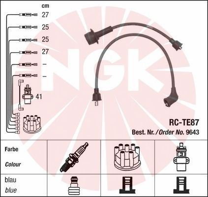 Zdjęcia - Pozostała elektryka samochodowa NGK PRZEWODY WYS. NAP. KPL. RC-TE87 