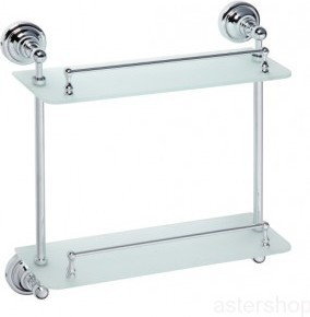 Bemeta Półka szklana podwójna z relingiem 40x42,5 cm RETRO 144301122