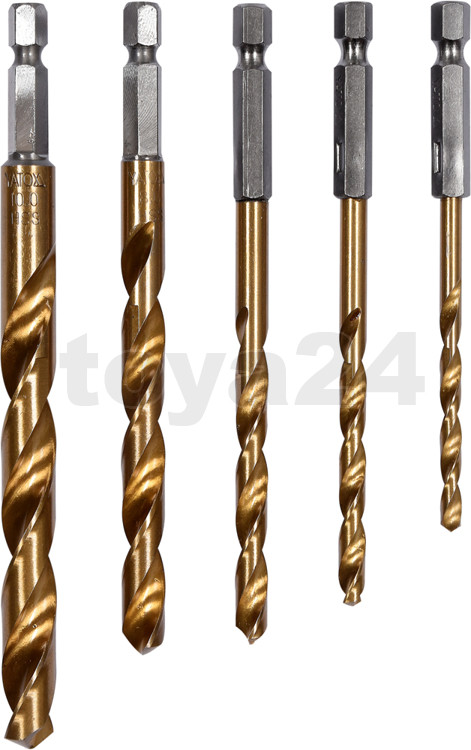 Yato KOMPLET WIERTEŁ DO METALU Z TYTANOWĄ POWŁOKĄ 4-10MM, 5SZT. UCHWYT HEX (YT-44700)